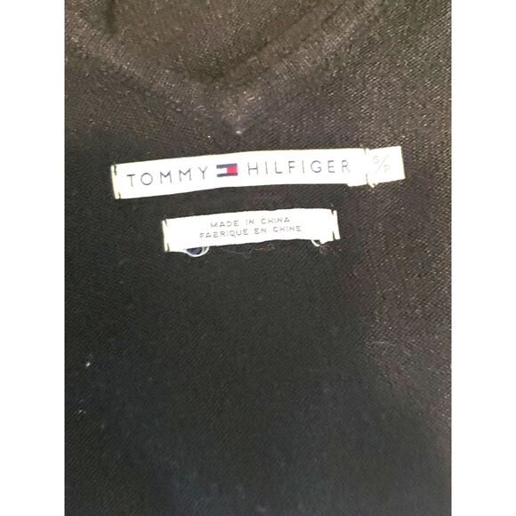 Tommy Hilfiger Black Beaded V-neck Ruffle Sweater Size S/P - Picture 3 of 6